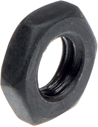 Exemplarische Darstellung: Sechskantmutter, DIN 439 / ISO 4035 / ISO 8675 (Stahl blank, schwarz)