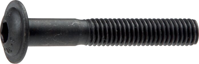 Exemplarische Darstellung: Linsenkopfschraube mit Innensechskant und Bund ISO 7380-2 (Stahl blank, schwarz)