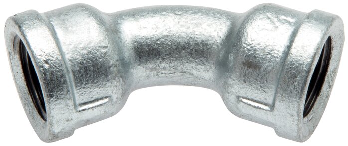 Exemplarische Darstellung: Bogen 45° mit Innengewinde, Temperguss verzinkt, Typ 41/G1-45°