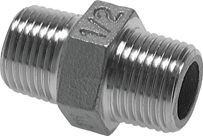 Exemplarische Darstellung: Doppelnippel mit konischem Gewinde, 1.4408