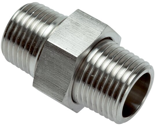 Exemplarische Darstellung: Doppelnippel trennbar mit Außengewinde, konisch, flach dichtend, 1.4571