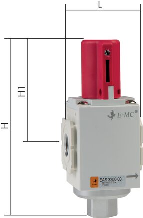 Exemplarische Darstellung: Absperrventil mit Drehgriff für Eco-Line Wartungsgeräte