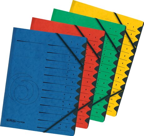 Exemplarische Darstellung: Ordnungsmappe mit Register 1 - 12 / A - Z