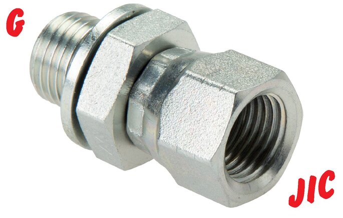Exemplarische Darstellung: Einschraubverschraubung mit G-Gewinde / JIC-Gewinde (innen), Stahl verzinkt
