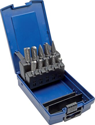 Exemplarische Darstellung: Hartmetall-Fräasstift-Set (10-teilig in Industriekassette)