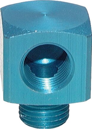 Exemplarische Darstellung: Einschraubwinkel 90° mit Innen- & Außengewinde, Blockform, Aluminium