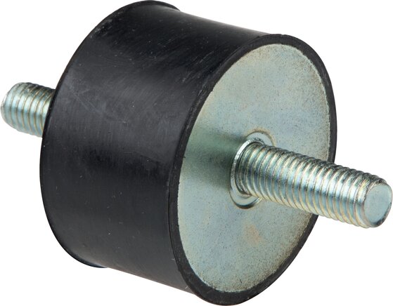 Exemplarische Darstellung: Gummi-Metall-Puffer, zylindrisch, (Typ A) beidseitig mit Außengewinde