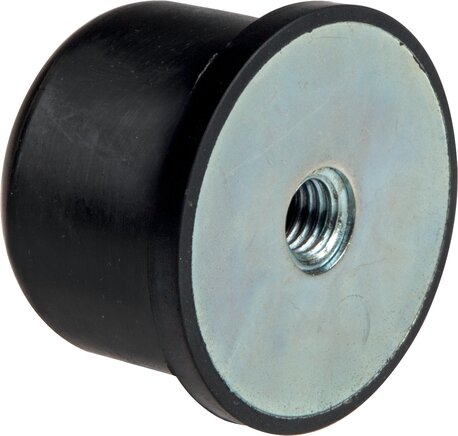 Exemplarische Darstellung: Gummi-Metall-Puffer, ballig, (Typ KE) einseitig mit Innengewinde
