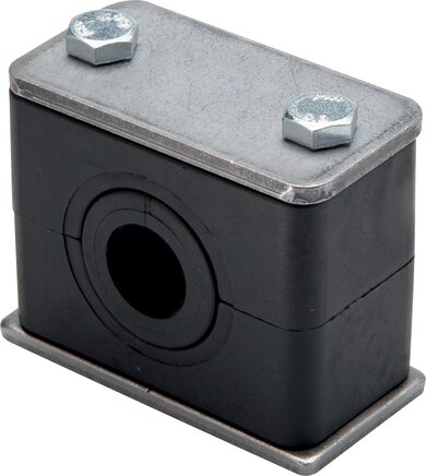 Exemplarische Darstellung: Kunststoffschelle mit Anschweißplatte & Deckplatte