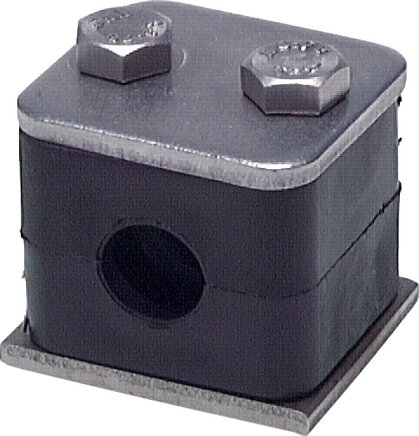 Exemplarische Darstellung: Kunststoffschelle mit Anschweißplatte & Deckplatte