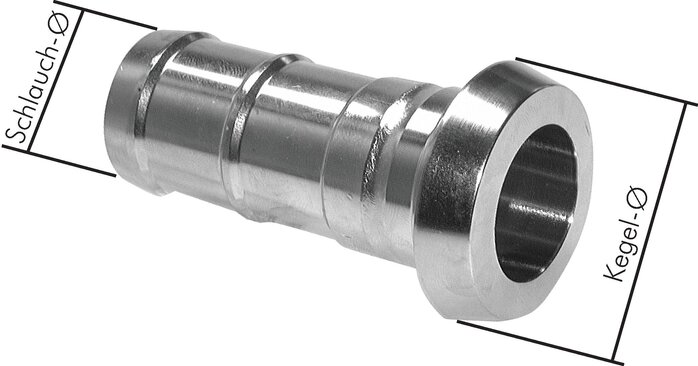 Exemplarische Darstellung: Schlauchkegelstutzen (Milchgewinde), 1.4404