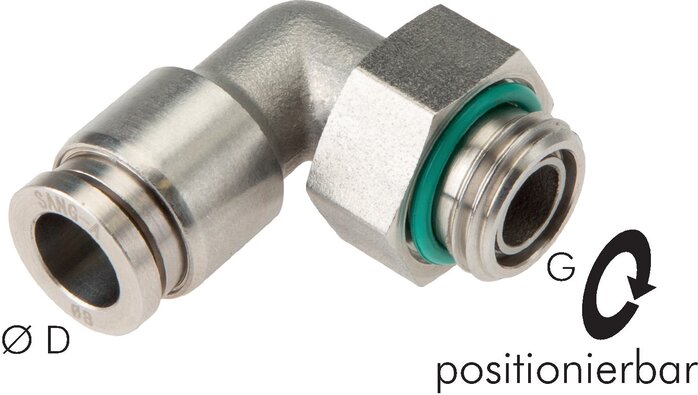 Exemplarische Darstellung: L-Steckverschraubungen mit zylindrischem Gewinde, Edelstahl