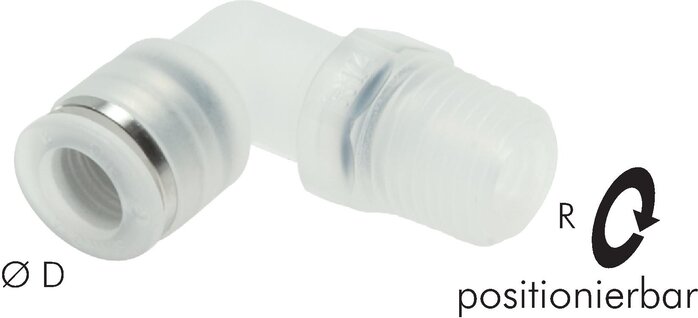 Exemplarische Darstellung: L-Steckverschraubung mit konischem Polypropylen-Gewinde