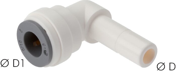 Exemplarische Darstellung: L-Steckverbindung mit Stecknippel, metrisch