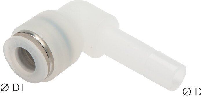 Exemplarische Darstellung: L-Steckverbindung mit Stecknippel, PVDF
