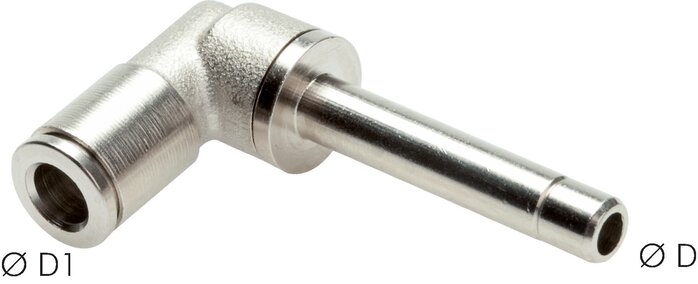 Exemplarische Darstellung: L-Steckverschraubung mit langem Stecknippel, Messing vernickelt