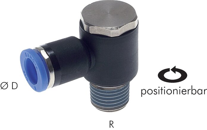 Exemplarische Darstellung: L-Steckverschraubung mit Außensechskant und konischem Gewinde