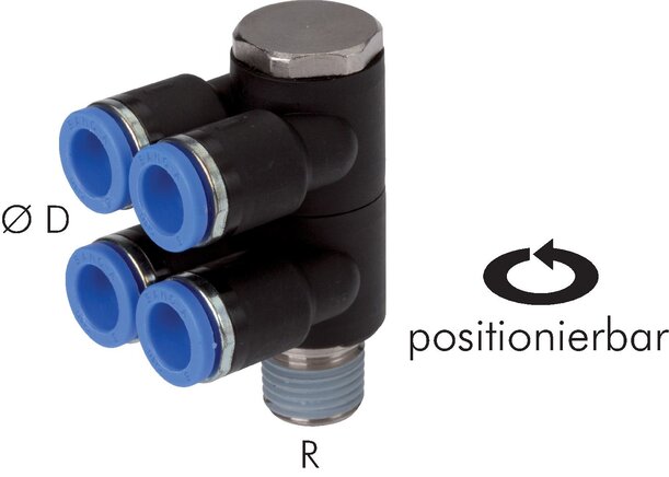 Exemplarische Darstellung: 4-fach-Mehrfachverteiler mit konischem Gewinde