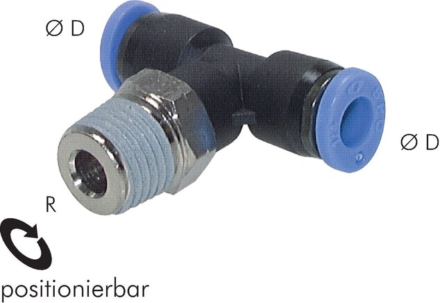 Exemplarische Darstellung: TE-Steckverschraubung, mit konischem Gewinde, Inch