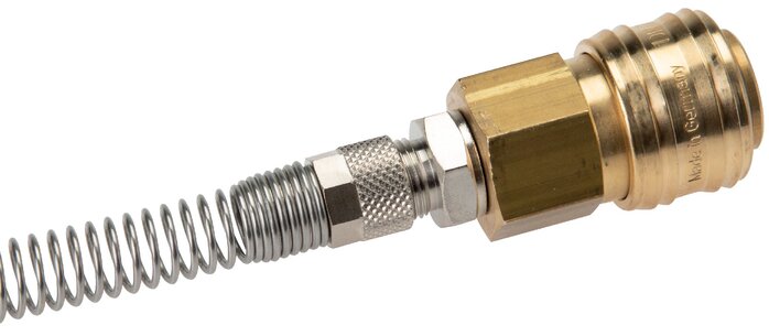 Exemplarische Darstellung: Kupplungsdose mit Überwurfmutter & Knickschutz, Messing