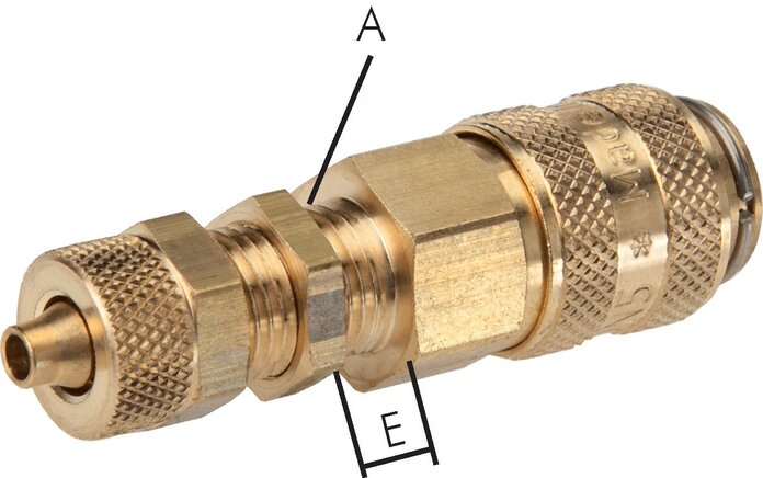 Exemplarische Darstellung: Kupplungsdose mit Überwurfmutter & Schottgewinde, Messing