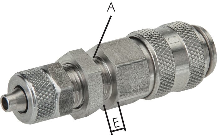 Exemplarische Darstellung: Kupplungsdose mit Überwurfmutter & Schottgewinde, Edelstahl