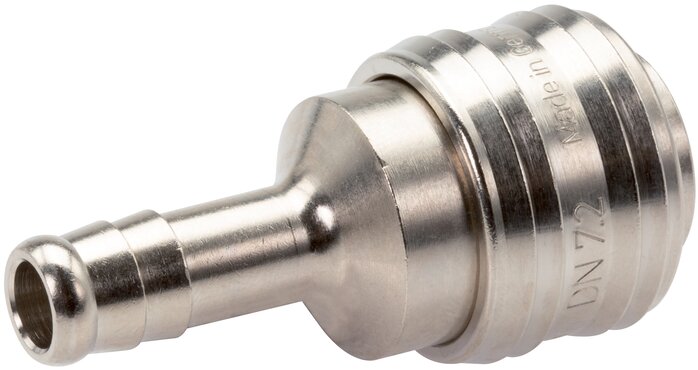 Exemplarische Darstellung: Kupplungsdose mit Schlauchtülle, Messing vernickelt