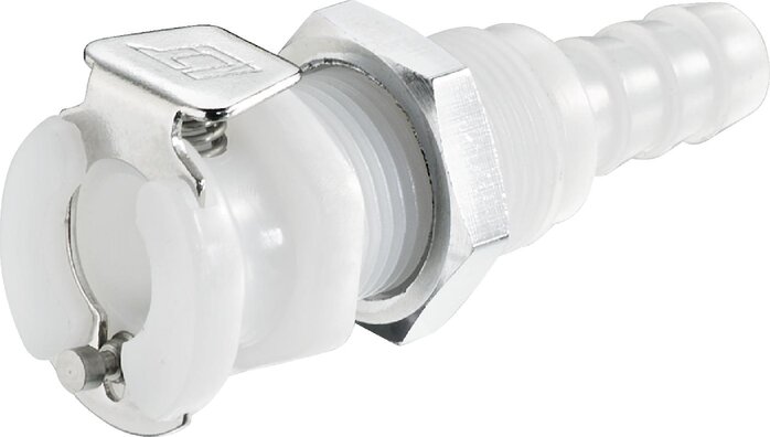 Exemplarische Darstellung: Kupplungsdose mit Schlauchtülle & Schottgewinde, POM