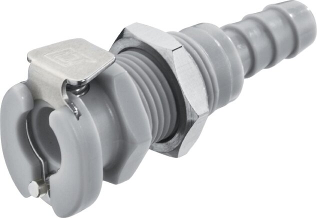 Exemplarische Darstellung: Kupplungsdose mit Schlauchtülle & Schottgewinde, Polypropylen, grau