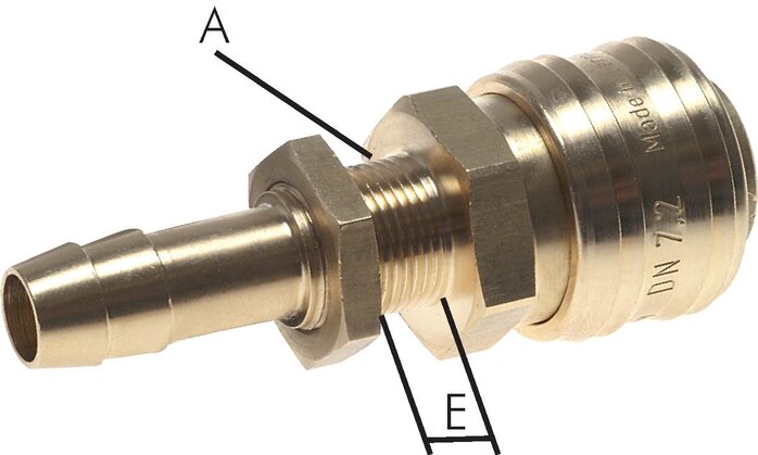 Exemplarische Darstellung: Kupplungsdose mit Schlauchtülle & Schottgewinde, Messing