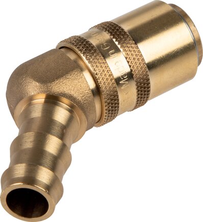 Exemplarische Darstellung: Kupplungsdose, 45° Schlauchtülle, Messing, absperrend