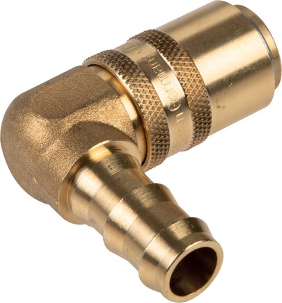 Exemplarische Darstellung: Kupplungsdose, 90° Schlauchtülle, Messing, absperrend