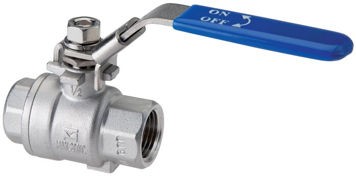 Exemplarische Darstellung: Edelstahl-Kugelhahn 2-teilig, leichte Bauform, voller Durchgang, Standard