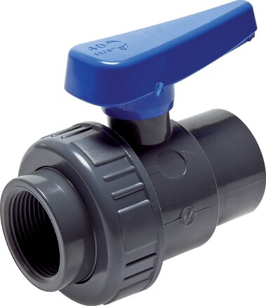 Exemplarische Darstellung: Einring-Kugelhähne mit Innengewinde, PVC-U (Wasserausführung)