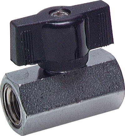 Exemplarische Darstellung: Mini-Kugelhahn mit Innengewinde, Knebelbriff