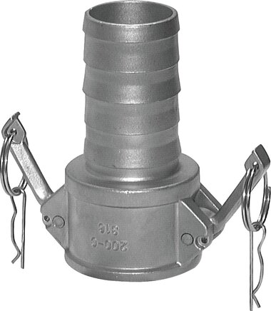 Exemplarische Darstellung: Schnellkupplungsdose mit Schlauchtülle, Edelstahl (1.4408)