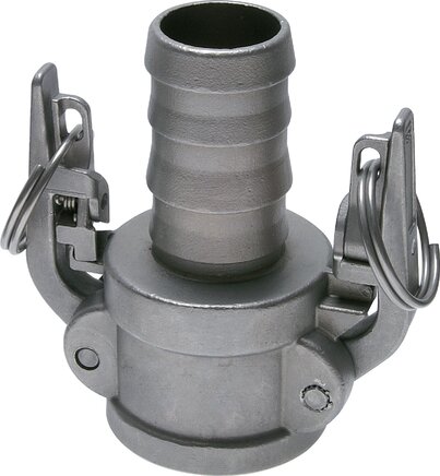 Exemplarische Darstellung: Schnellkupplungsdose mit Sicherheitsverriegelung und Schlauchtülle, 1.4408