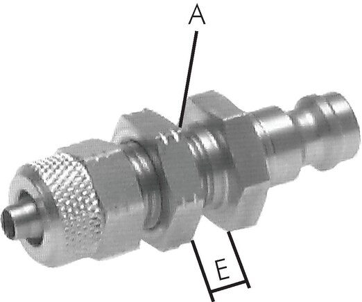 Exemplarische Darstellung: Kupplungsstecker mit Überwurfmutter & Schottgewinde, Edelstahl