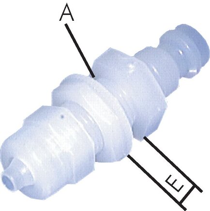 Exemplarische Darstellung: Kupplungsstecker mit Schlauchanschluss & Schottgewinde, PVDF