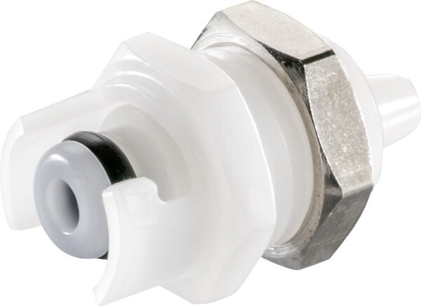 Exemplarische Darstellung: Kupplungsstecker mit Schlauchtülle & Schottgewinde, POM