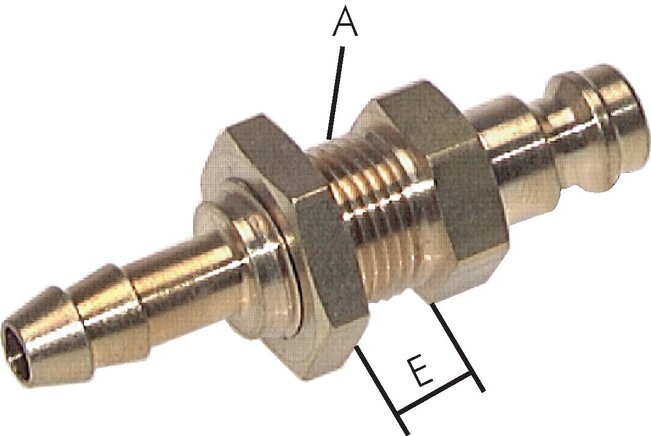 Exemplarische Darstellung: Kupplungsstecker mit Schlauchtülle & Schottgewinde, Messing