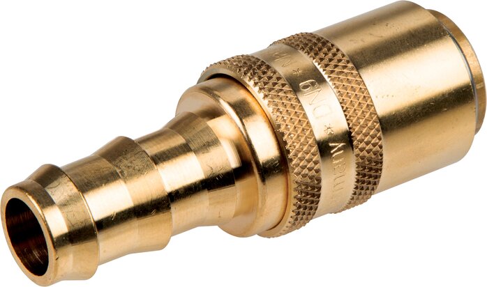 Exemplarische Darstellung: Kupplungsdose, gerade Schlauchtülle, Messing, absperrend