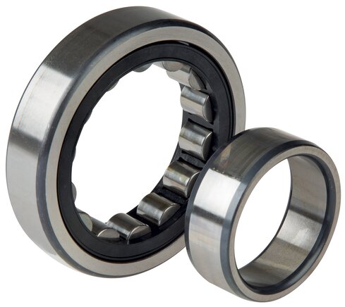 Exemplarische Darstellung: Zylinderrollenlager DIN 5412, NU (Außenring hat zwei Borde, Innenring ohne Borde)