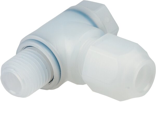 Exemplarische Darstellung: Winkel-Einschraubverschraubung, Kunststoff (positionierbar)