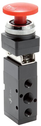 Exemplarische Darstellung: 5/2-Wege Not-Aus-Tasterventil