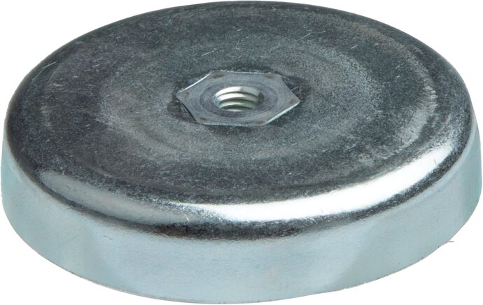 Exemplarische Darstellung: Hartferrit-Topfmagnet mit Innengewinde (Durchgangsgewinde)