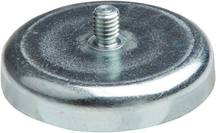 Exemplarische Darstellung: Hartferrit-Topfmagnet mit Außengewinde