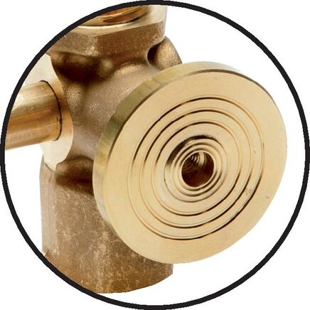 Detailansicht: Manometer-Absperrhahn mit Prüfanschluss (Rundflansch Ø 40 x 5)