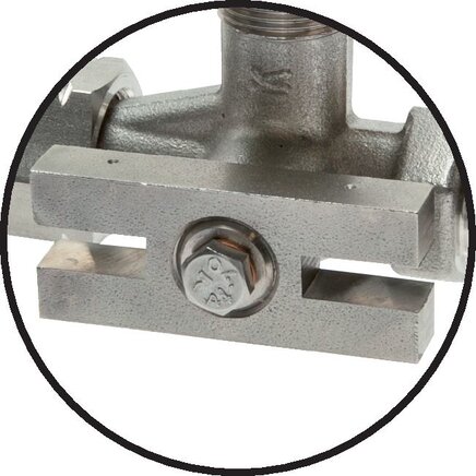 Detailansicht: Manometer-Absperrventil mit Prüfanschluss (Rechteckflansch 60 x 25 x 10)