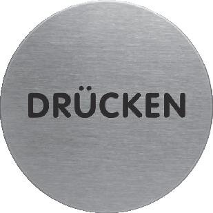 Exemplarische Darstellung: Hinweisschild "Drücken"